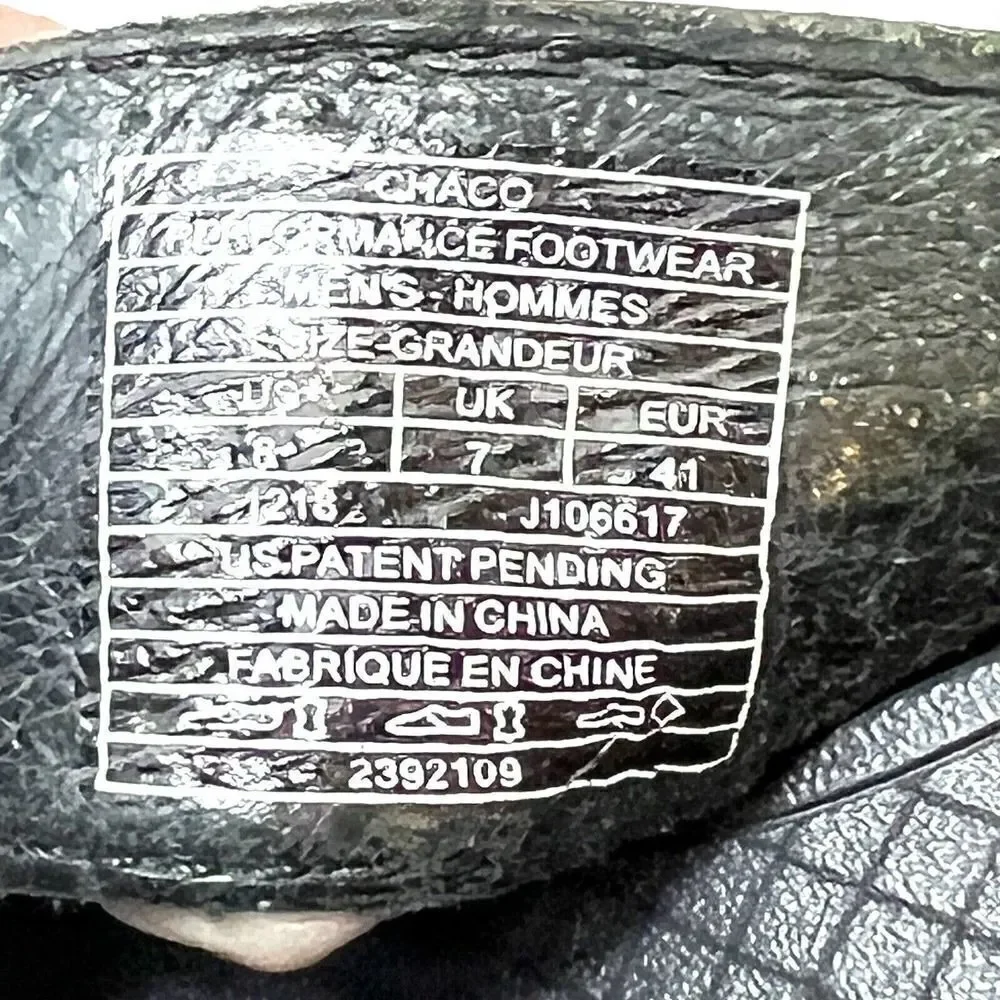 Chaco Classic Men's 8 Black Thong Summer Beach Sandals Slip On Casual Flip Flops